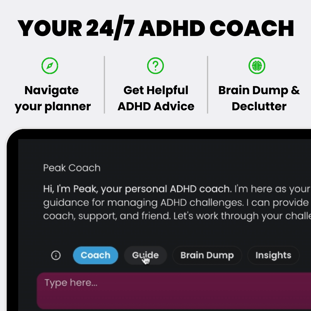 The PeakFlowSpace™ All-in-one ADHD Planner + AI Coach