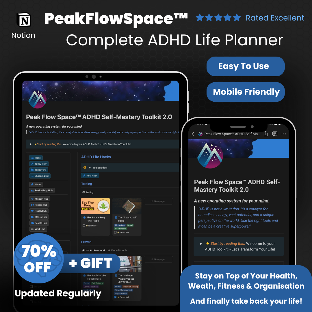 PeakFlowSpace™ ADHD Life Management All-in-one